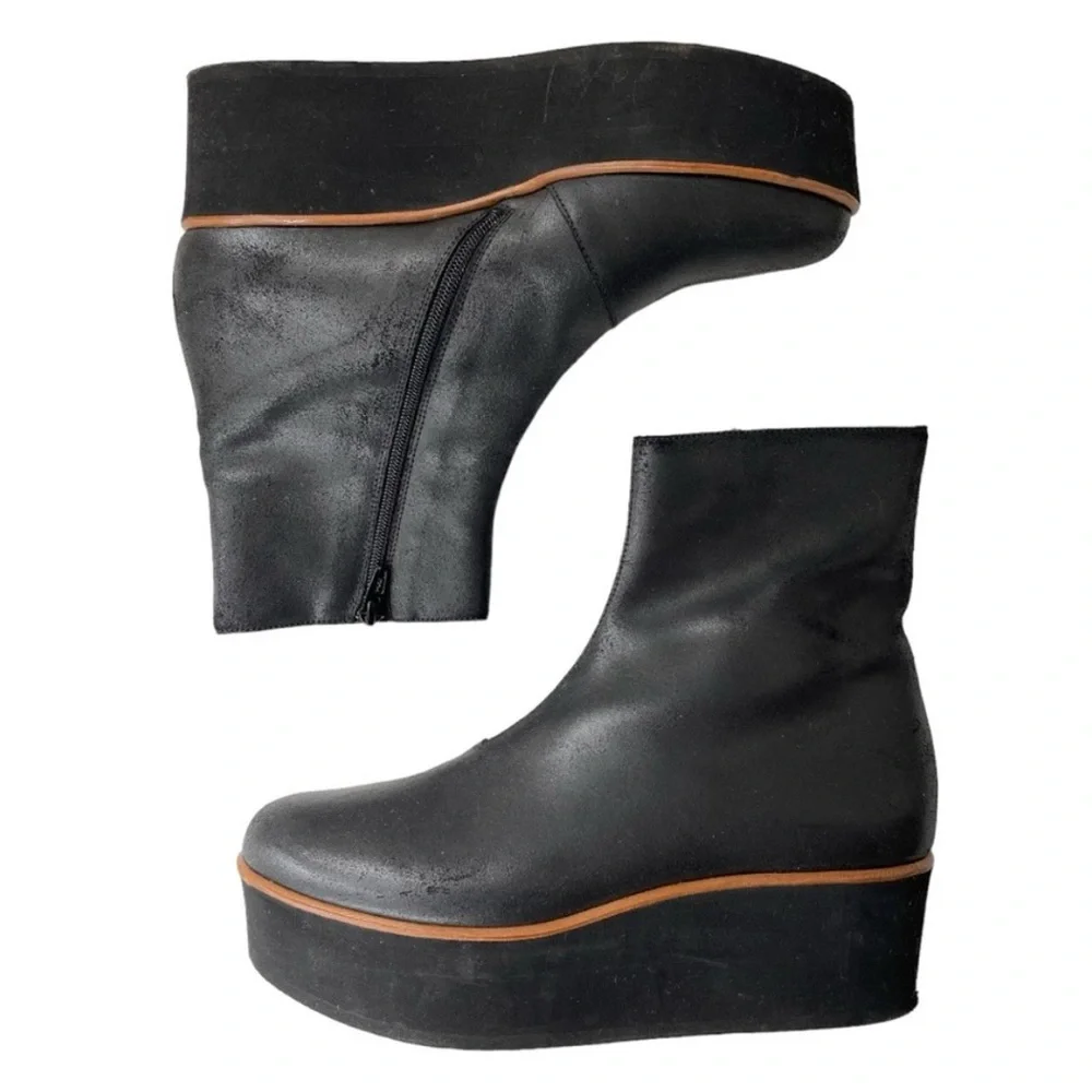 MM6 MAISON MARGIELA | 38.5 / 8 | La Garçonne Waxed Boot Platform Cracked Leather